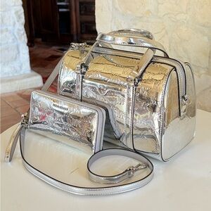 Michael Kors Metallic Silver and Gold Satchel